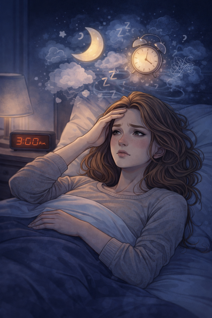 image représentant les troubles du sommeil. Avec une séance de magnétisme à distance les symptômes pourraient être améliorés